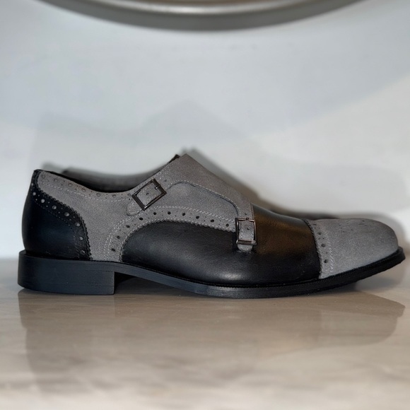 Girotti Men’s 2-Tone Double Monk Strap Dress Shoes EU 44 (US 11) Suede & Leather - Picture 3 of 13